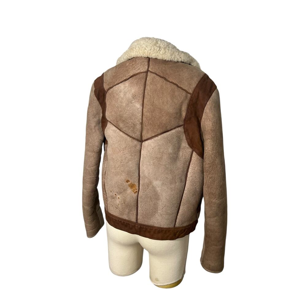 Vintage East West California Shearling Patchwork Suede Bomber Jacket 70s - Picture 13 of 16